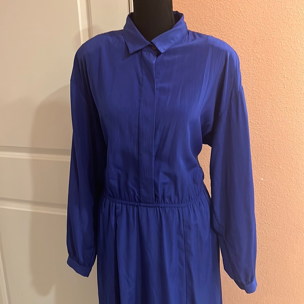 KAY BRANDON Royal Blue Vintage Womens Dress Size 16 WITH POCKETS!!